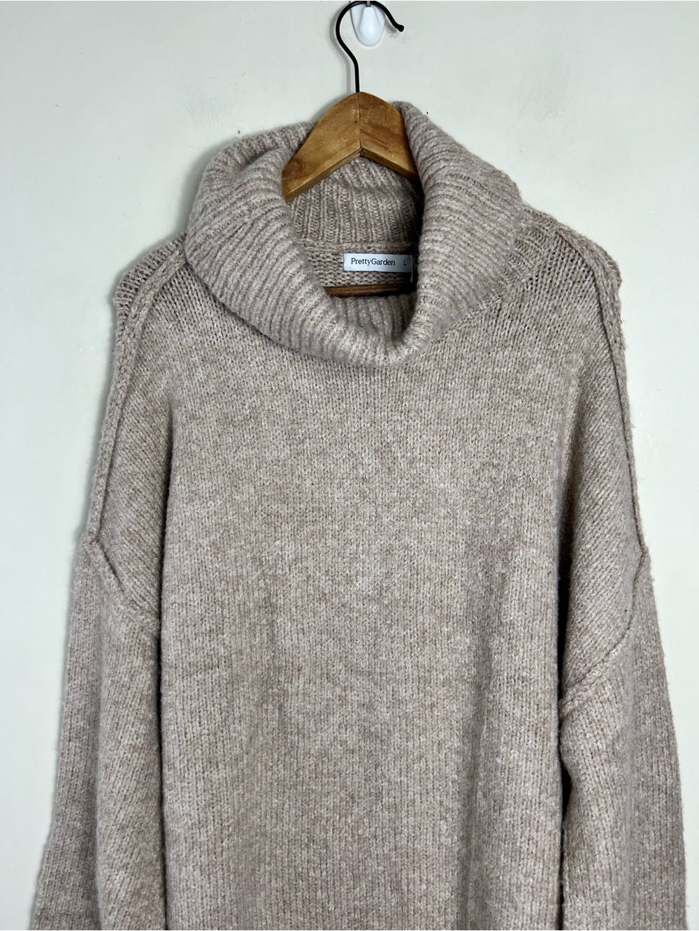 PRETTYGARDEN Cozy Oversized Mock Neck Sweater in Taupe Size Large NWT Super Soft - Picture 4 of 11